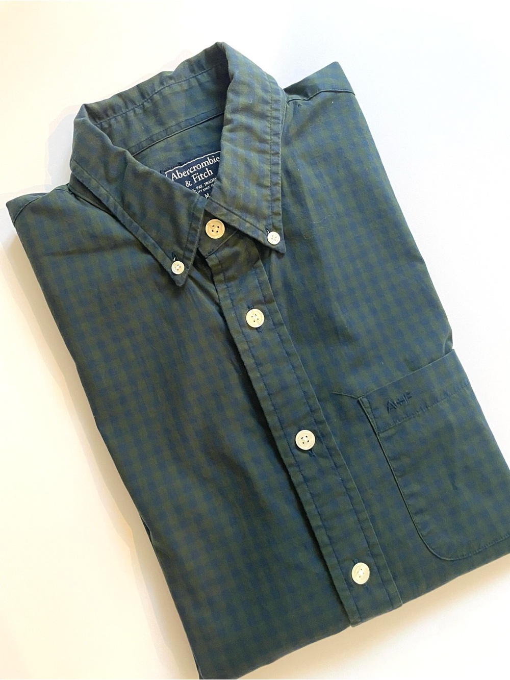 Abercrombie & Fitch Men's Green Button-Down Shirt